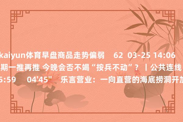 kaiyun体育早盘商品走势偏弱    62  03-25 14:06     03'54''    欧央行降息预期一推再推 今晚会否不竭“按兵不动”？丨公共连线    249  03-07 15:59     04'45''    乐言营业：一向直营的海底捞洞开加盟了 背后原因几何    64  03